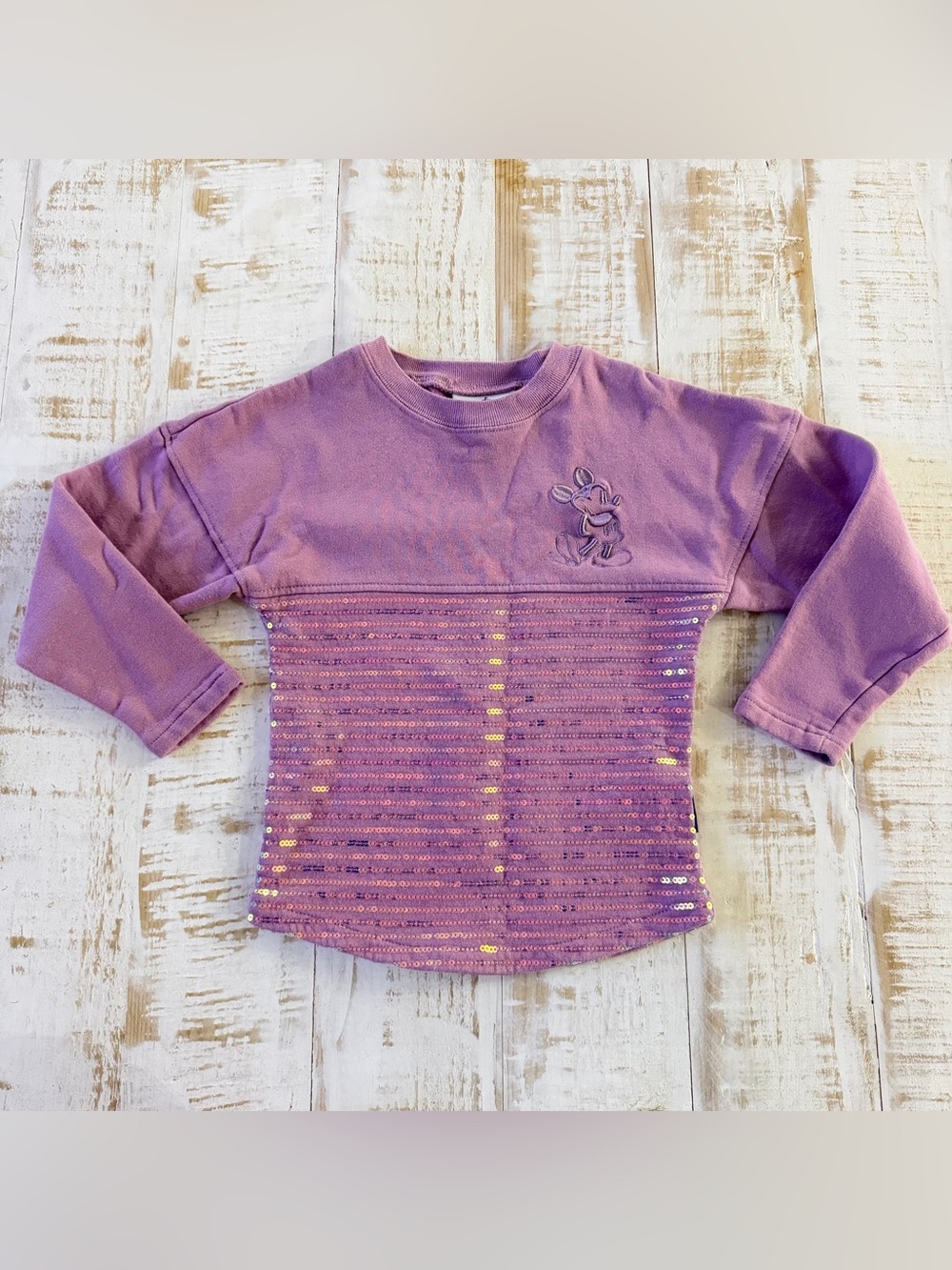 Spirit Jersey x Disney Parks Lavender Purple Girls XS (4) Sequined Sweatshirt